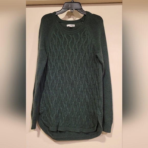 Sonoma Cable Knit Forest Green long sleeve sweater Size M - Picture 1 of 7